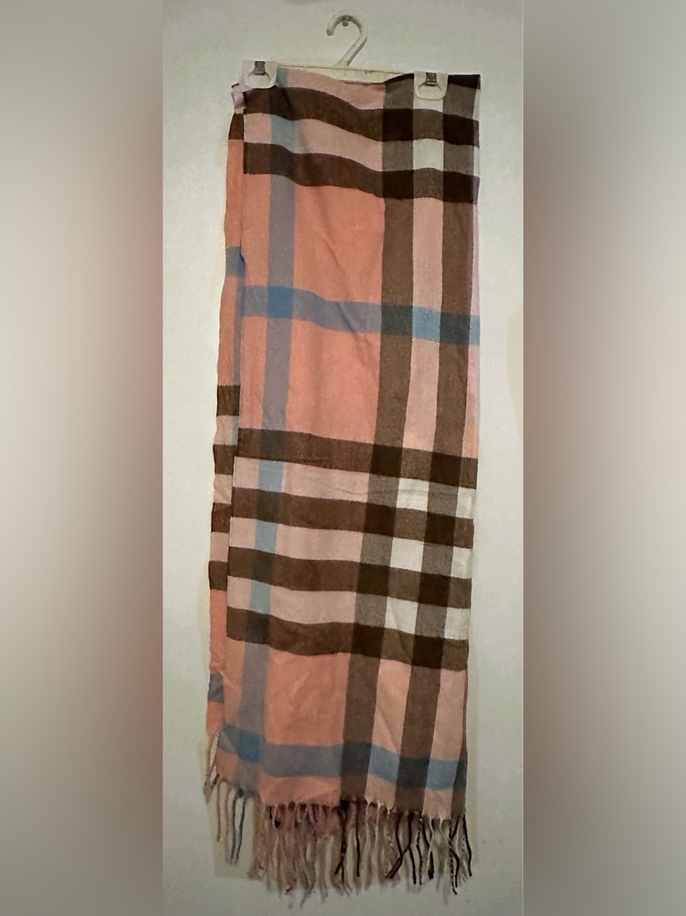Women's Pink Plaid Lightweight Scarf